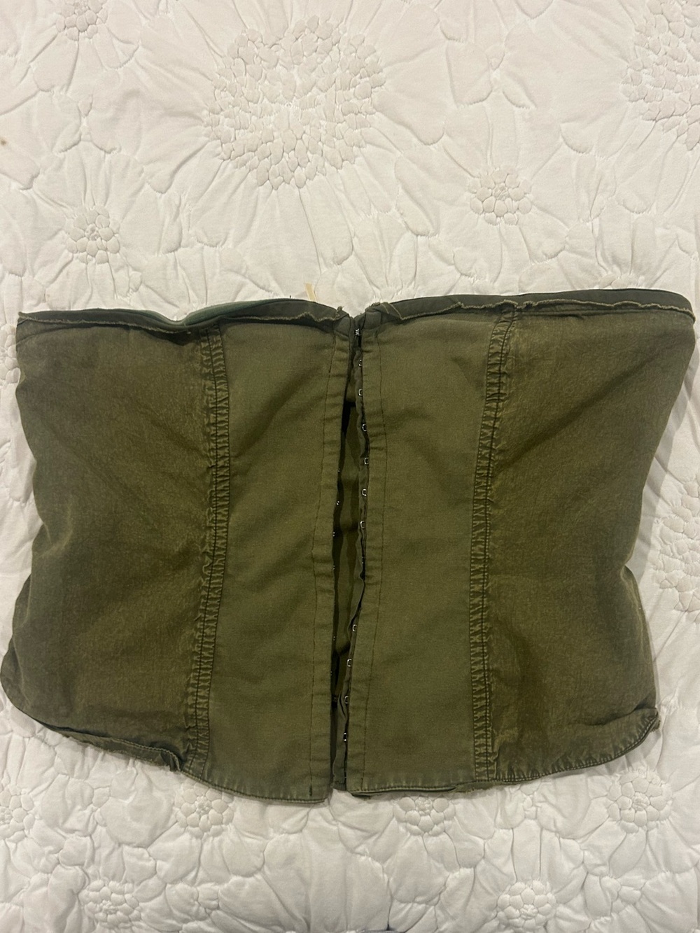 Free People Olive Green Strapless Corset Crop Top